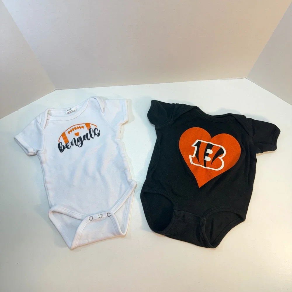 Cincinnati Bengals Bodysuit Kids 3-6M White Black Football One Piece Game Day